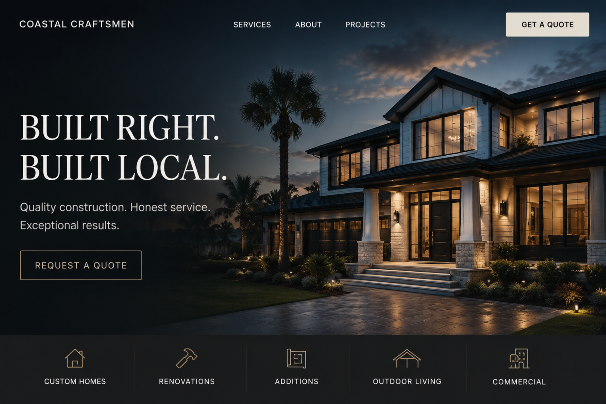 Coastal Craftsmen contractor website concept