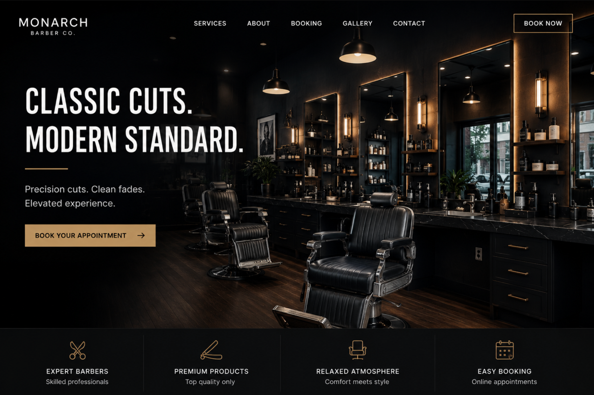 Monarch Barber Co. website concept